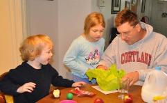 Thomas gives Daddy his toy train