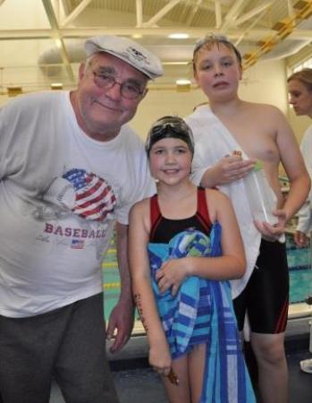 Grandpa at the pool for Laura's kids!