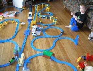 Thomas makes a sketch of his track layout