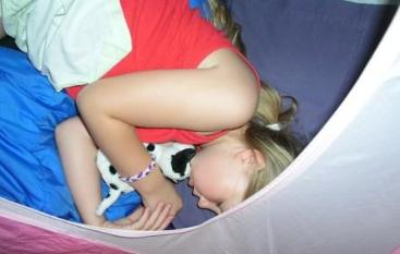 Bethan's summer bed is a tent set up in her room