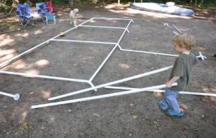 Thomas sets up the canopy
