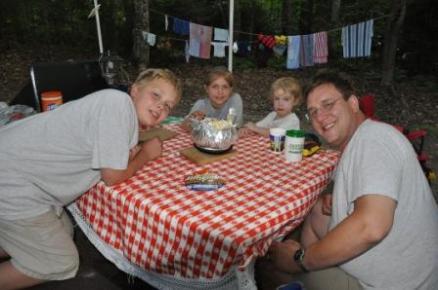 Yum! Eating our popcorn